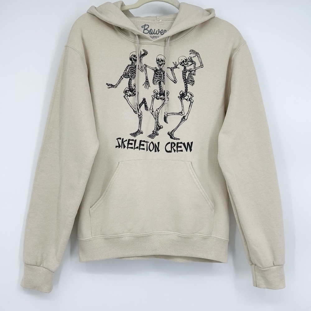 Bowery Supply Co. Skeleton Crew Graphic Hoodie Beige Size Small - Picture 2 of 9